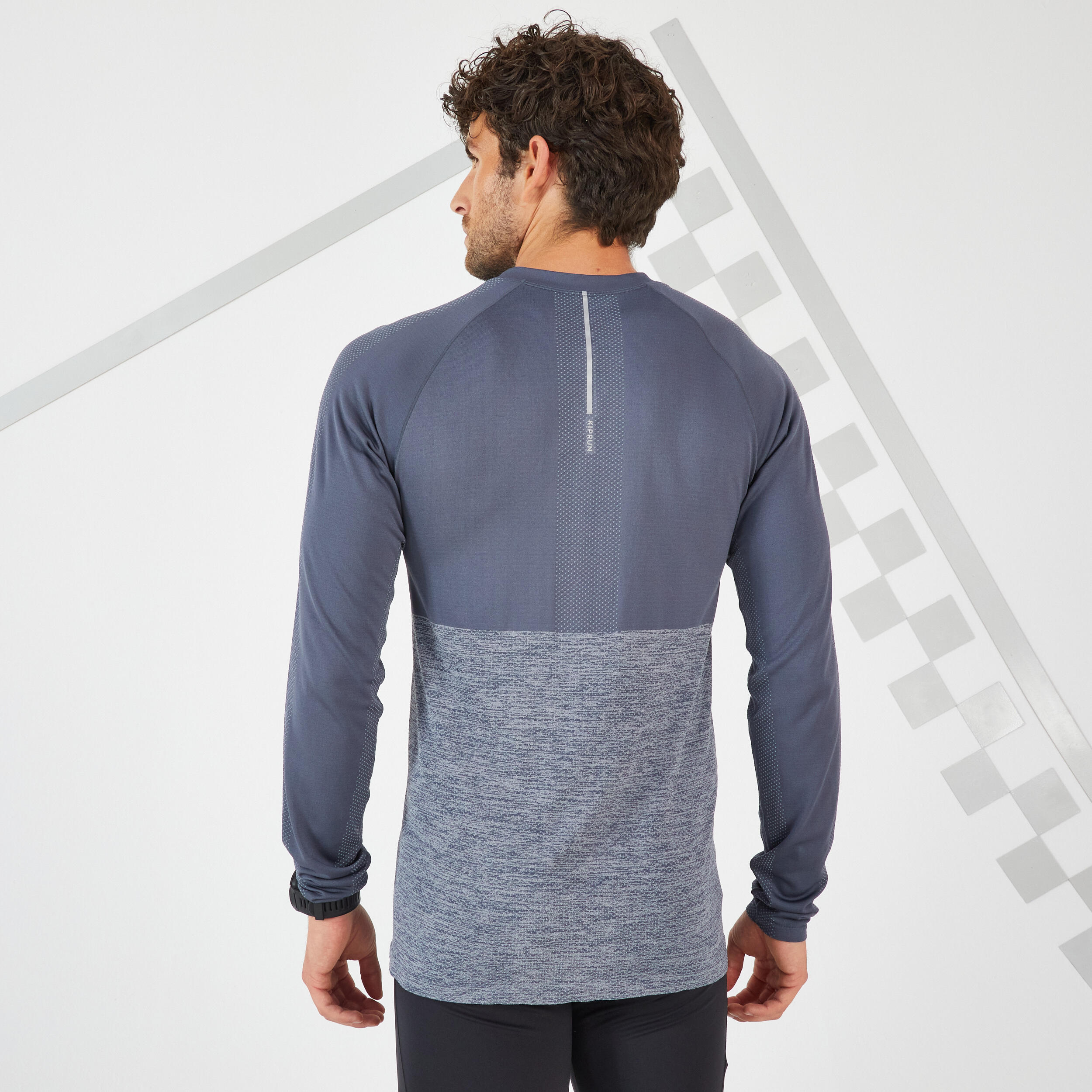 CARE MEN'S BREATHABLE LONG-SLEEVED RUNNING T-SHIRT - GREY LIMITED EDITION 3/9