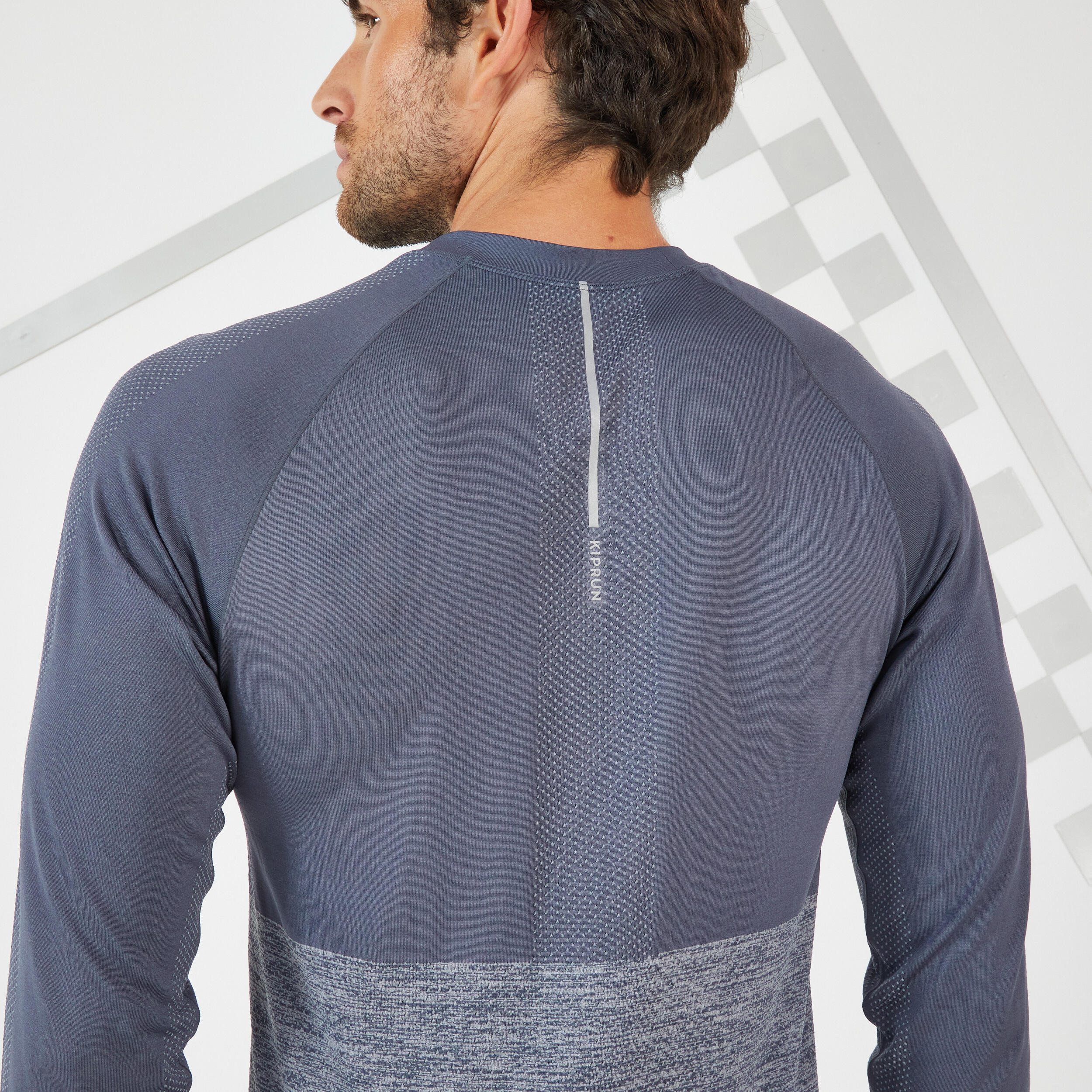 CARE MEN'S BREATHABLE LONG-SLEEVED RUNNING T-SHIRT - GREY LIMITED EDITION 7/9