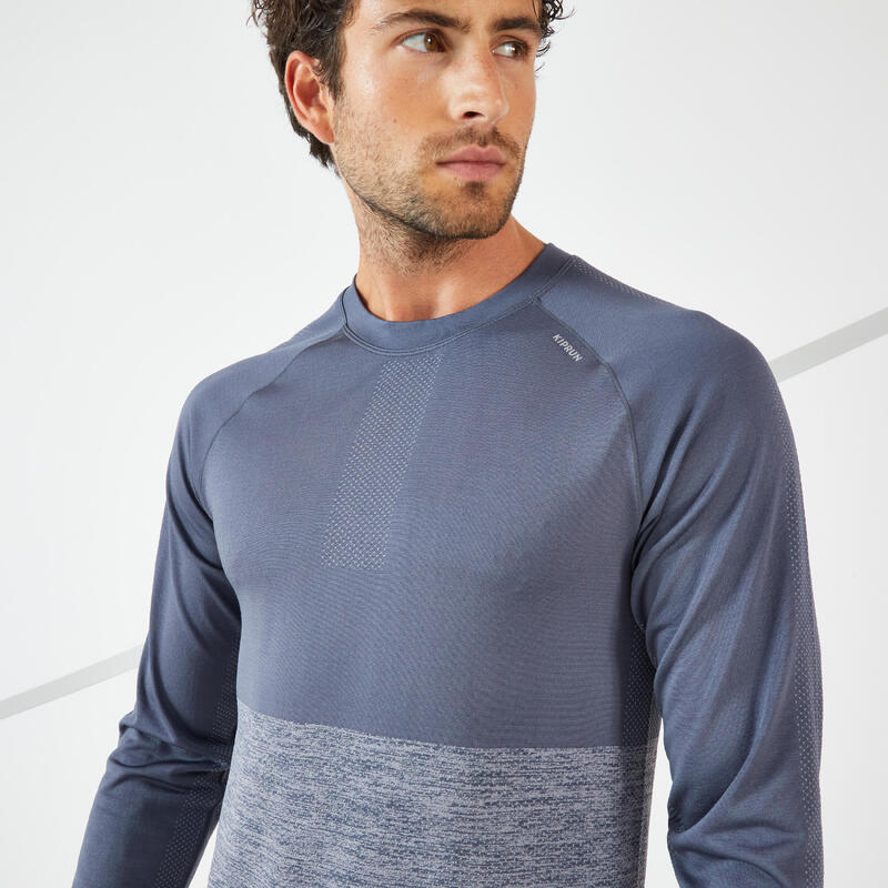 T-shirt de running manches longues Homme - KIPRUN Run 500 Sans couture Gris