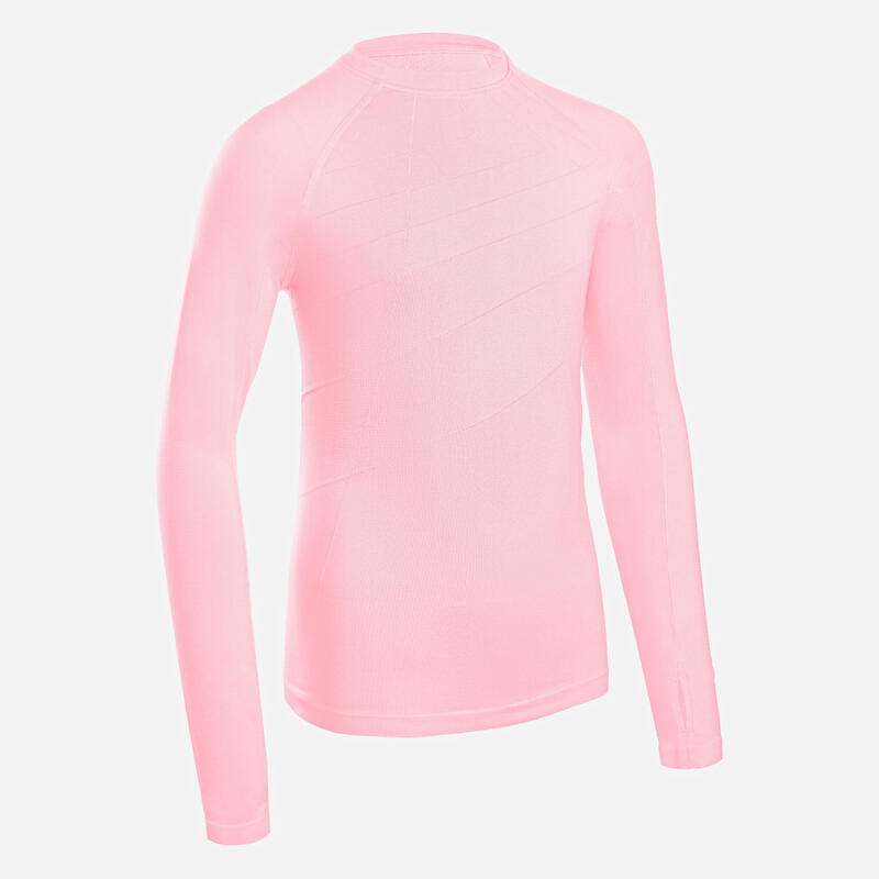 兒童款長袖跑步 T 恤 - 淡粉色