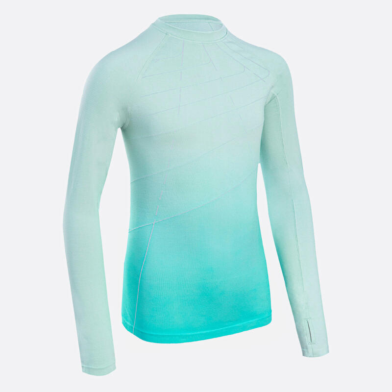 T-SHIRT MANCHES LONGUES RUNNING ENFANT - KIPRUN SKINCARE TURQUOISE