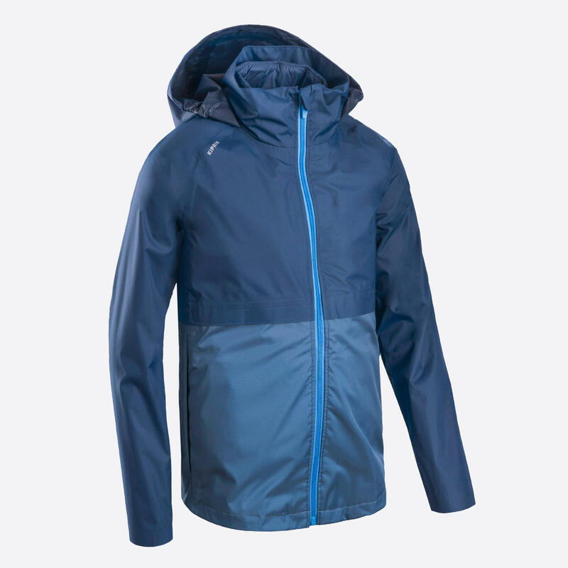 Waterdichte 3-in-1 hardloopjas met uitneembare bodywarmer voor kinderen marineblauw