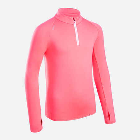 Vaikiški šilti sportiniai marškinėliai su pusiniu užtrauktuku „AT 100“, rožiniai