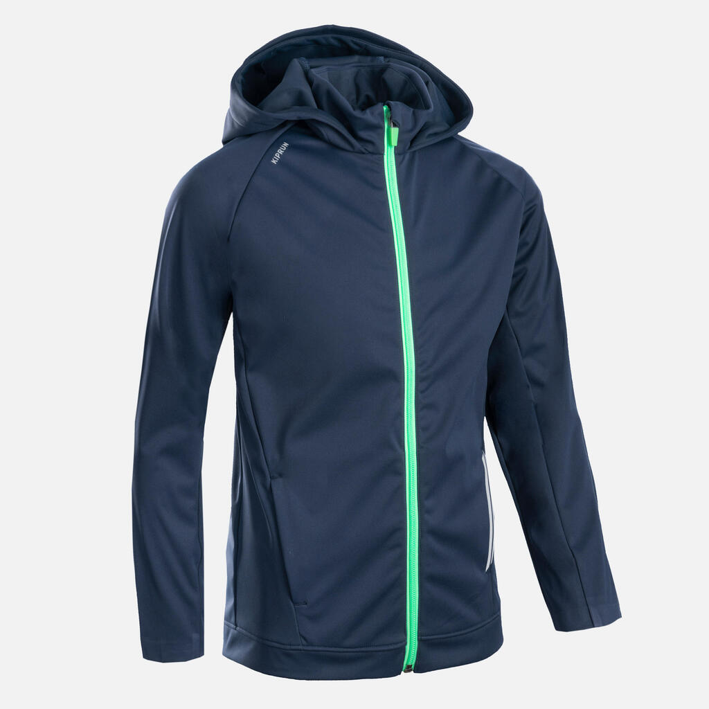 Laufjacke warm wasserdicht Kiprun Warm Kinder marineblau/grün