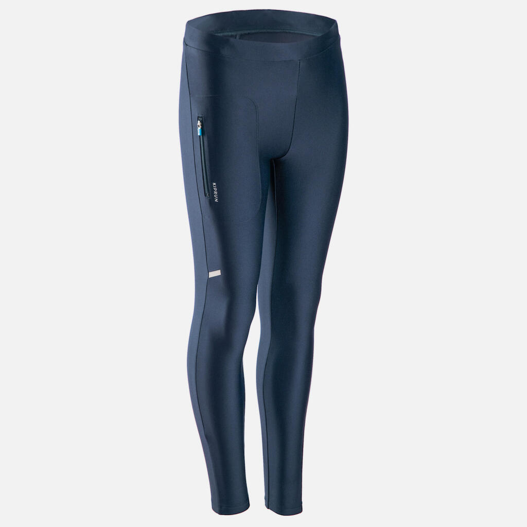 BREATHABLE KIDS' RUNNING TIGHTS - KIPRUN DRY - NAVY BLUE