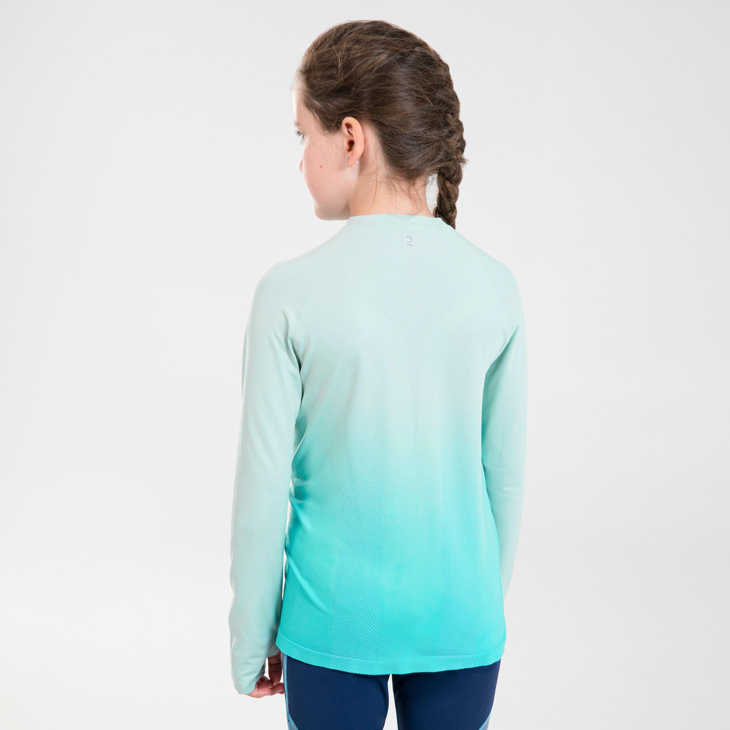 KIDS' LONG-SLEEVED RUNNING T-SHIRT - KIPRUN SKINCARE - TURQUOISE 2/9