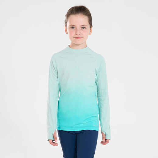 
      KIDS' LONG-SLEEVED RUNNING T-SHIRT - KIPRUN SKINCARE - TURQUOISE
  