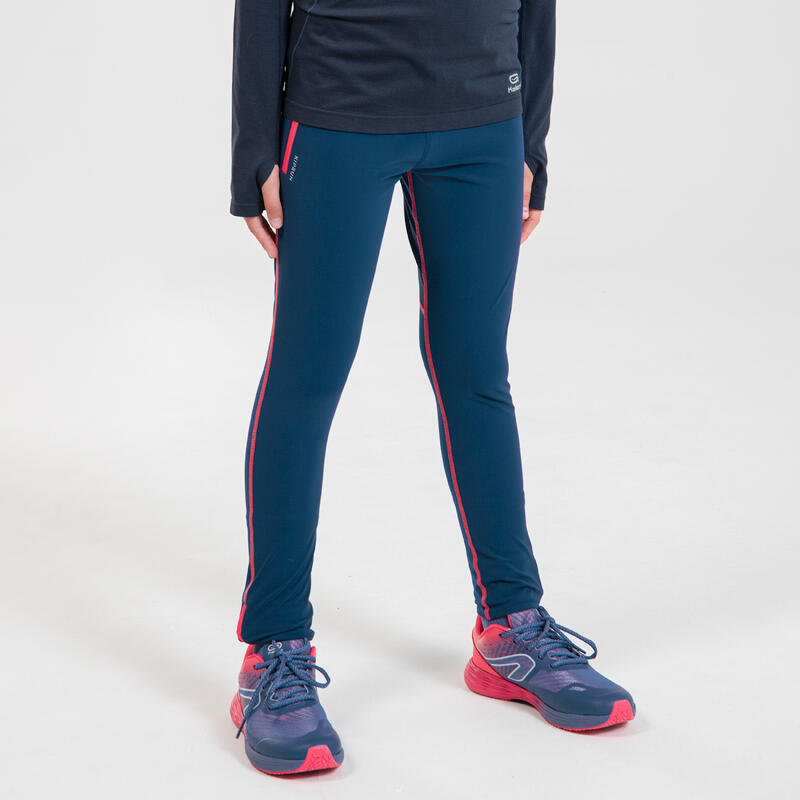 COLLANT DE RUNNING RESPIRANT FILLE - KIPRUN DRY+ MARINE ROSE