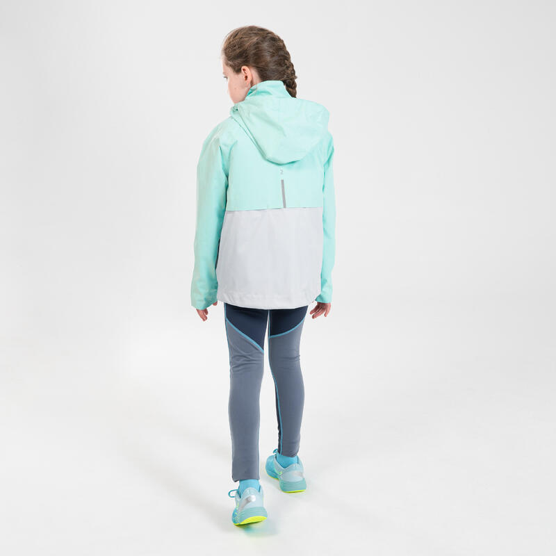 CHAQUETA DE RUNNING IMPERMEABLE CON CHALECO ACOLCHADO DESMONTABLE NIÑOS - KIPRUN 3 EN 1 VERDE 