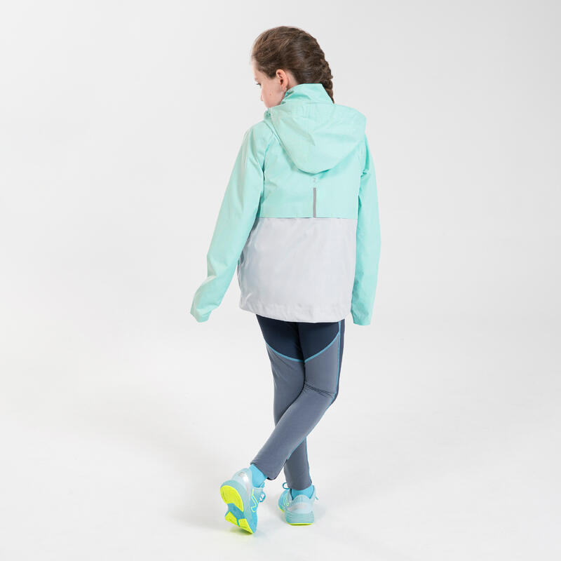 Lauf-Regenjacke Leichtathletik herausnehmbare Innenjacke 3-in-1 Kiprun Kinder grün