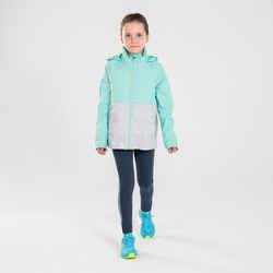 KIDS' WATERPROOF RUNNING JACKET WITH DETACHABLE LAYER - KIPRUN 3 IN 1 - GREEN