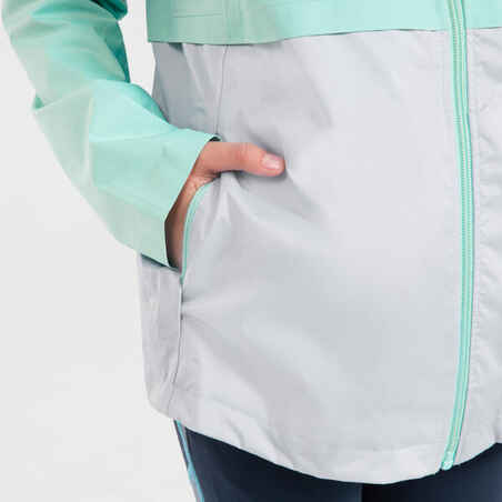 KIDS' WATERPROOF RUNNING JACKET WITH DETACHABLE LAYER - KIPRUN 3 IN 1 - GREEN