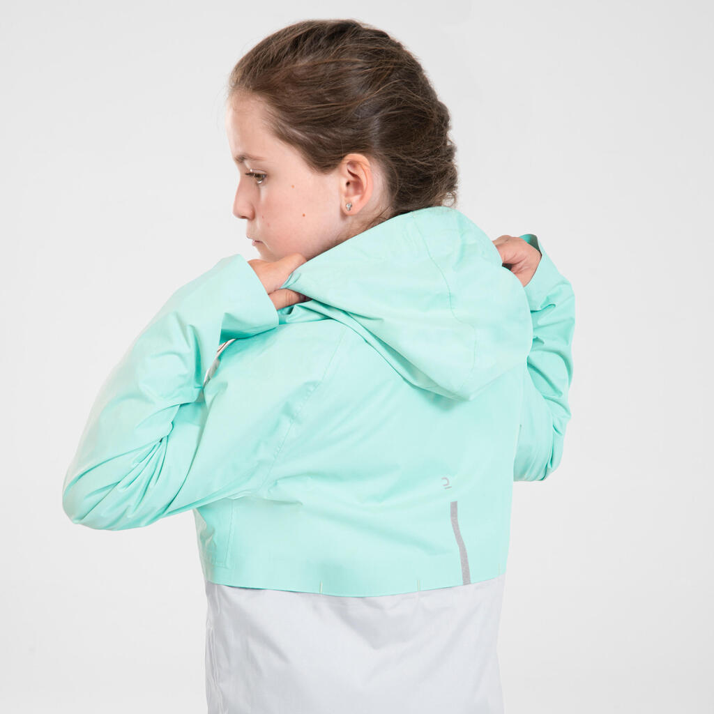 Lauf-Regenjacke Leichtathletik herausnehmbare Innenjacke 3-in-1 Kiprun Kinder grün