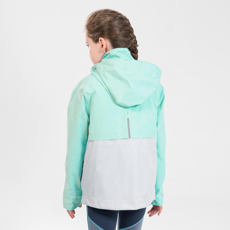 Lauf-Regenjacke Leichtathletik herausnehmbare Innenjacke 3-in-1 Kiprun Kinder grün