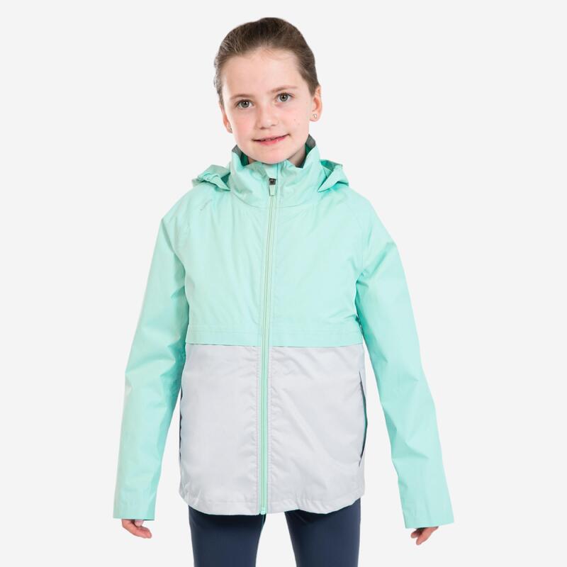 Lauf-Regenjacke Leichtathletik herausnehmbare Innenjacke 3-in-1 Kiprun Kinder grün