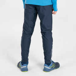 KIDS WARM RUNNING TROUSERS - KIPRUN WARM ZIP - NAVY BLUE GREY