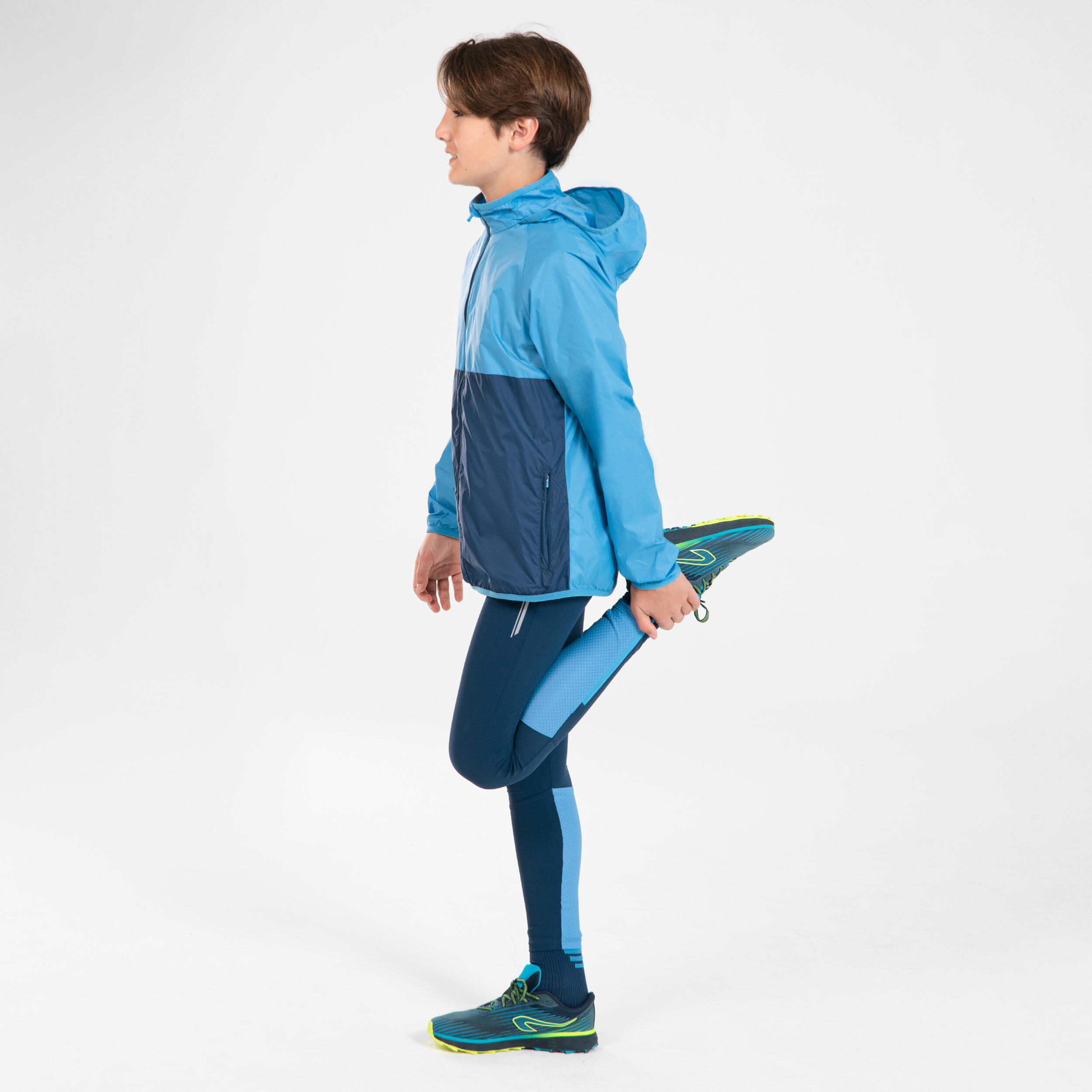 Kids' ultra light KIPRUN WIND windproof running jacket - two-tone blue 10/16
