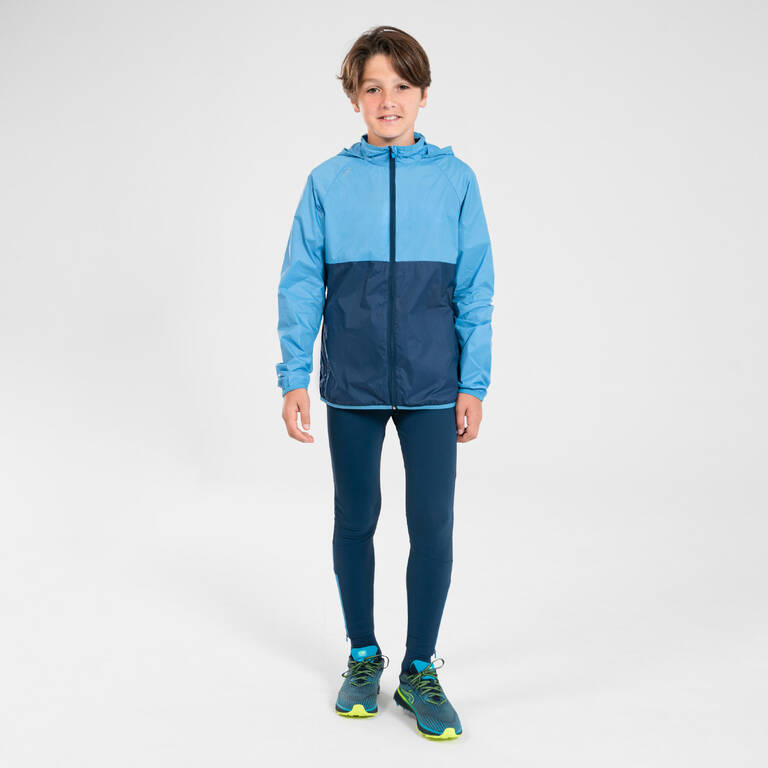 Kids' ultra light KIPRUN WIND windproof running jacket - two-tone blue