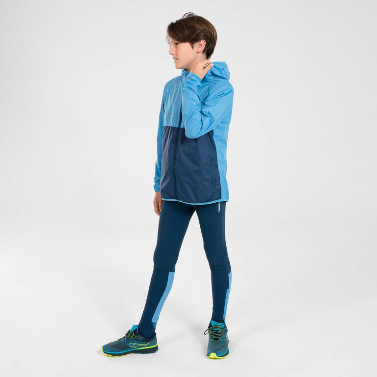 Kids' ultra light KIPRUN WIND windproof running jacket - two-tone blue