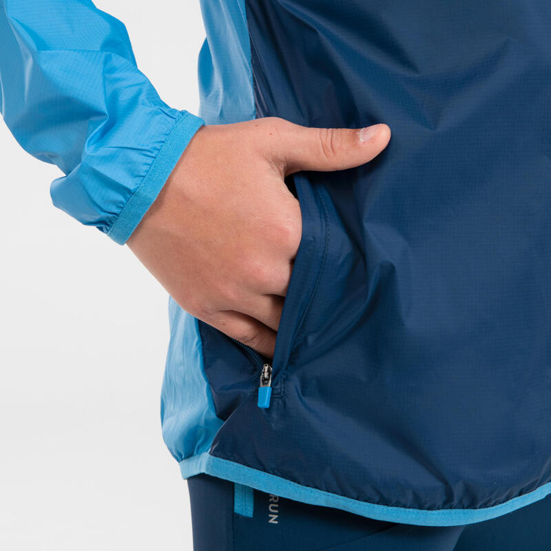 Chaqueta cortaviento running niños Wind azul
