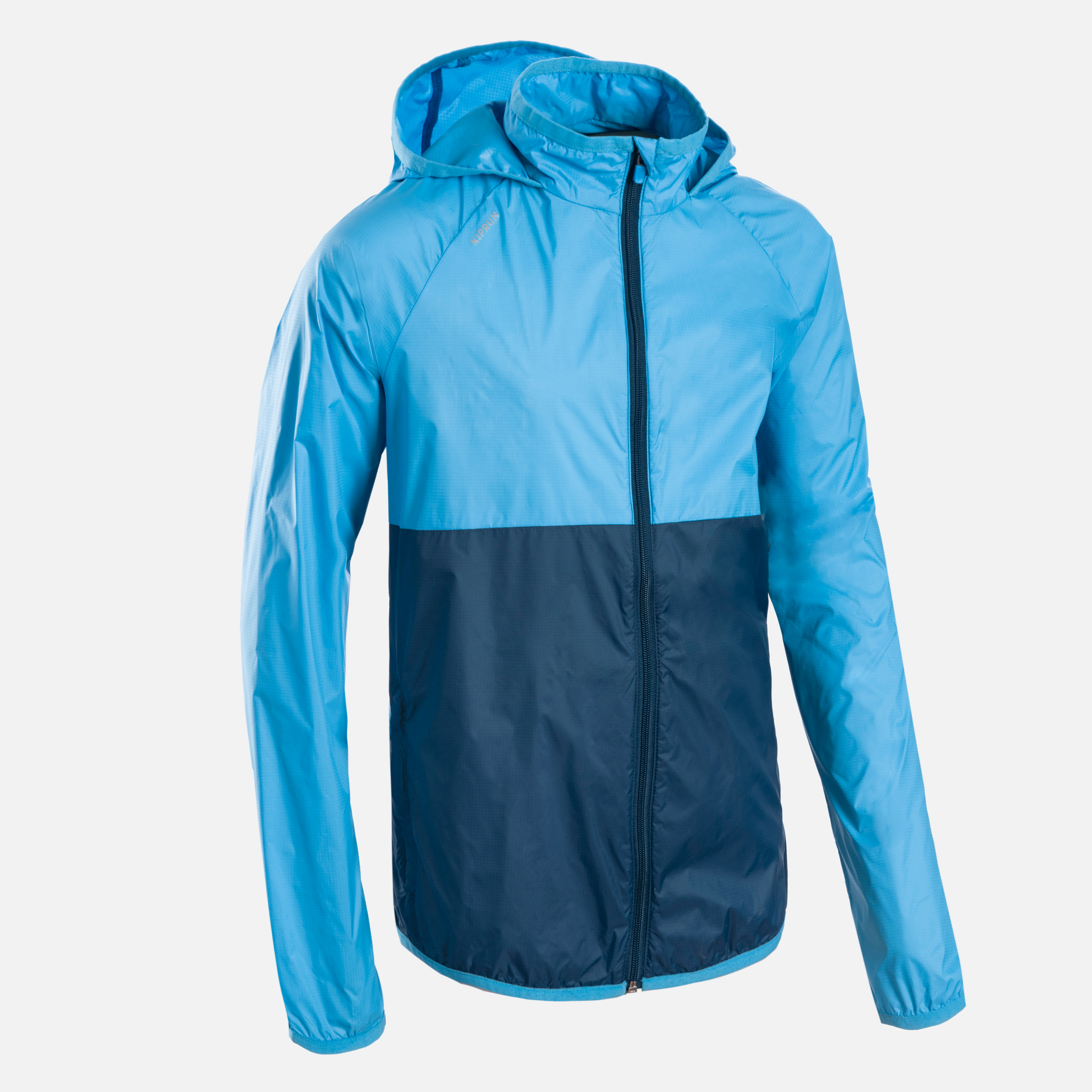 Veste coupe-vent running ultra légère enfant - KIPRUN WIND bicolore bleu