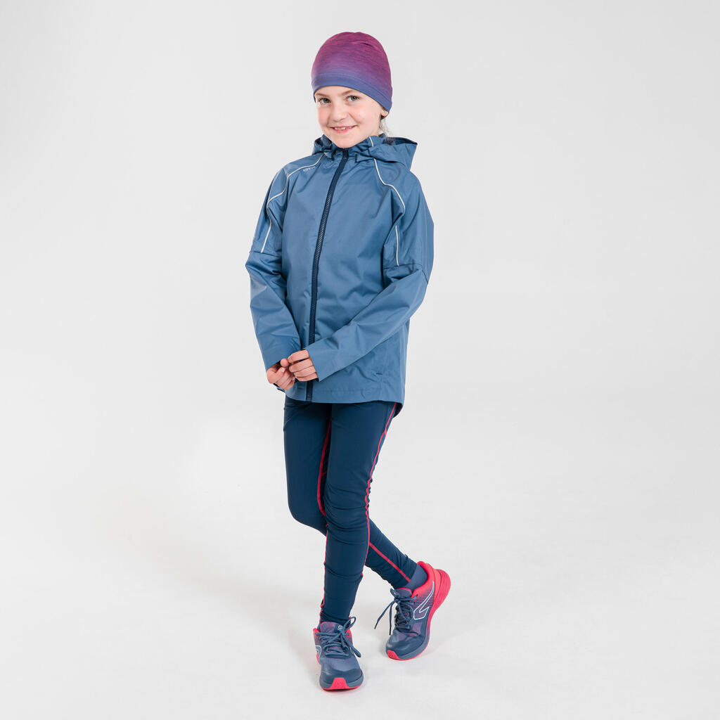 KIPRUN Rain kid's waterproof running jacket - green/blue