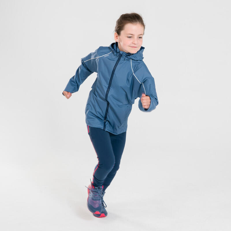 Dětská běžecká nepromokavá bunda Kiprun Rain modrá 