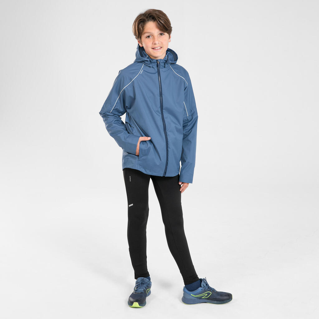 KIPRUN Rain kid's waterproof running jacket - green/blue