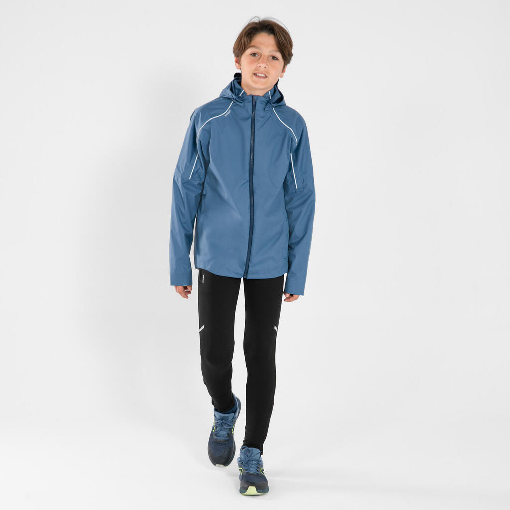 KIPRUN Rain kid's waterproof running jacket - green/blue