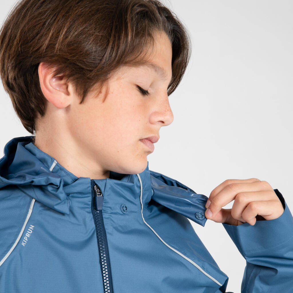 KIPRUN Rain kid's waterproof running jacket - green/blue