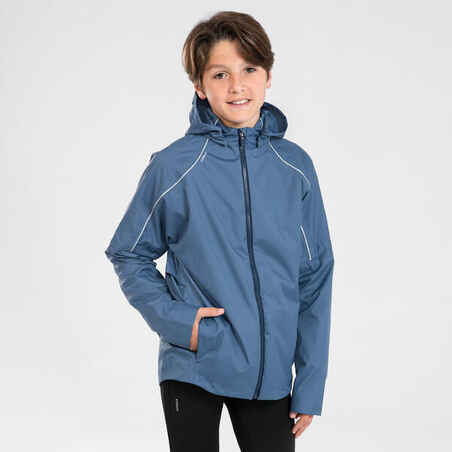 Modra vodoodporna tekaška jakna KIPRUN RAIN za otroke