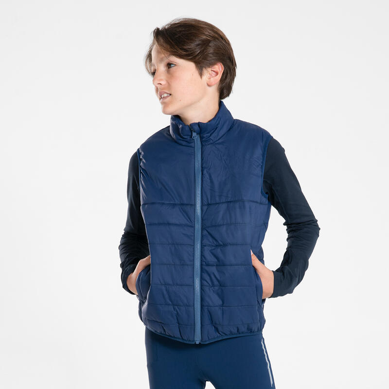 Dětská běžecká bunda 3v1 nepromokavá s odepínací prošívanou vestou Kiprun tmavě modrá
