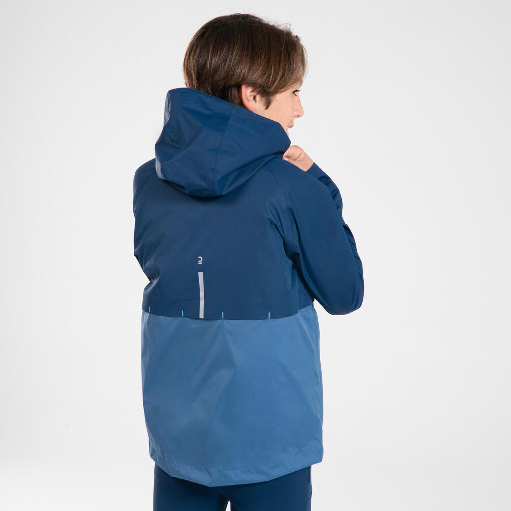 Detská nepremokavá bežecká bunda s odnímateľnou prešívanou bundou Kiprun 3v1 zelená