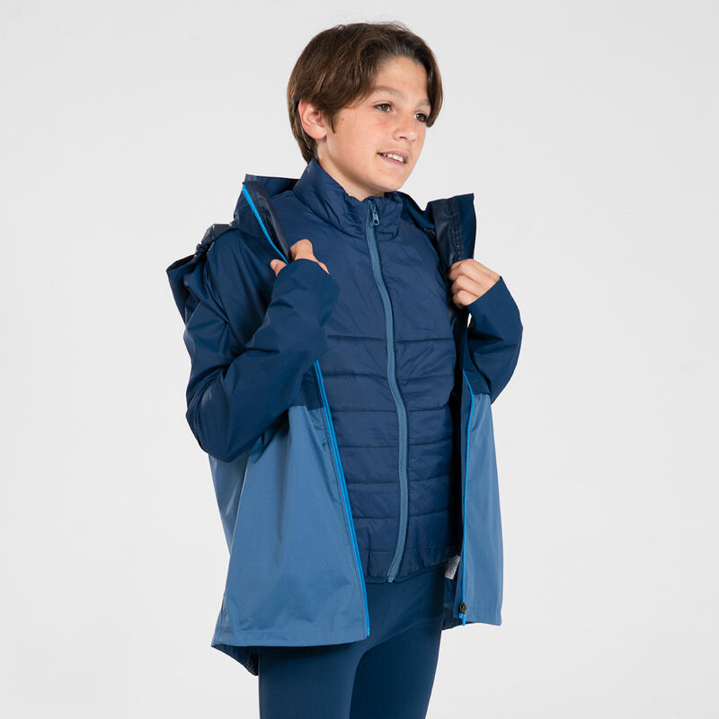 VESTE RUNNING IMPERMEABLE AVEC DOUDOUNE AMOVIBLE ENFANT - KIPRUN 3 EN 1 MARINE