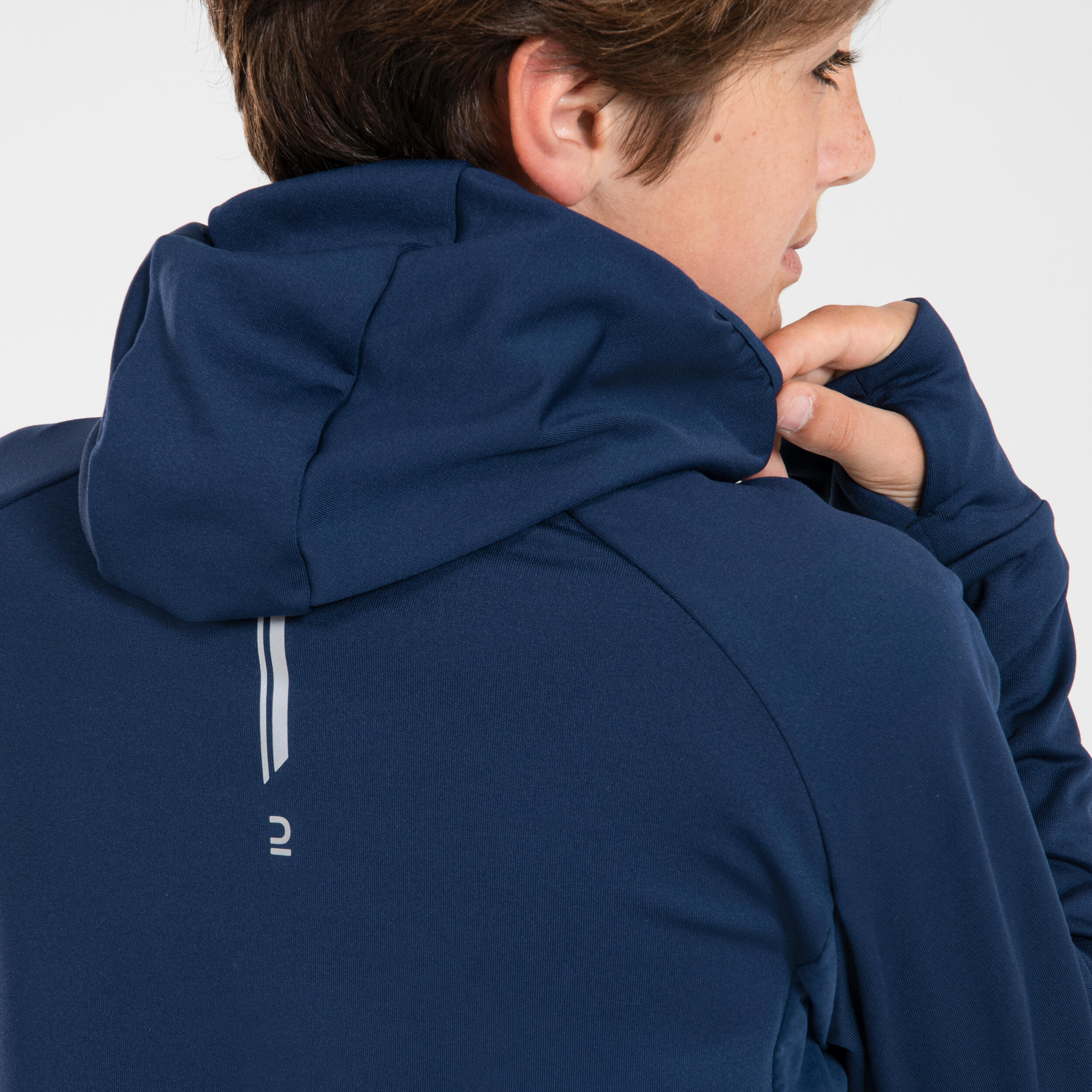 KIPRUN WARM+ CHILDREN'S LONG-SLEEVED RUNNING JERSEY - NAVY/INDIGO 5/16