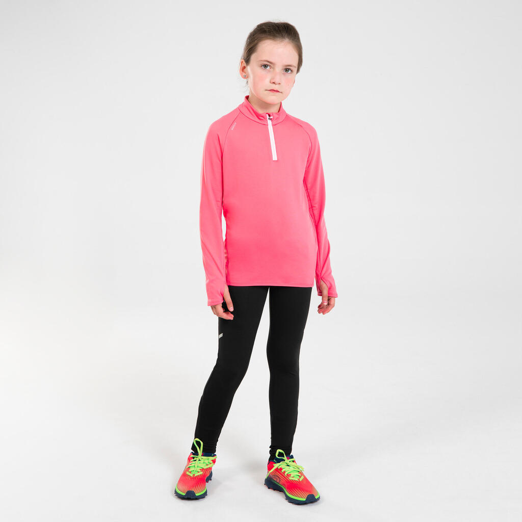 KIDS' WARM RUNNING TIGHTS - KIPRUN WARM+ BLACK