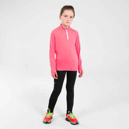 Vaikiški šilti sportiniai marškinėliai su pusiniu užtrauktuku „AT 100“, rožiniai