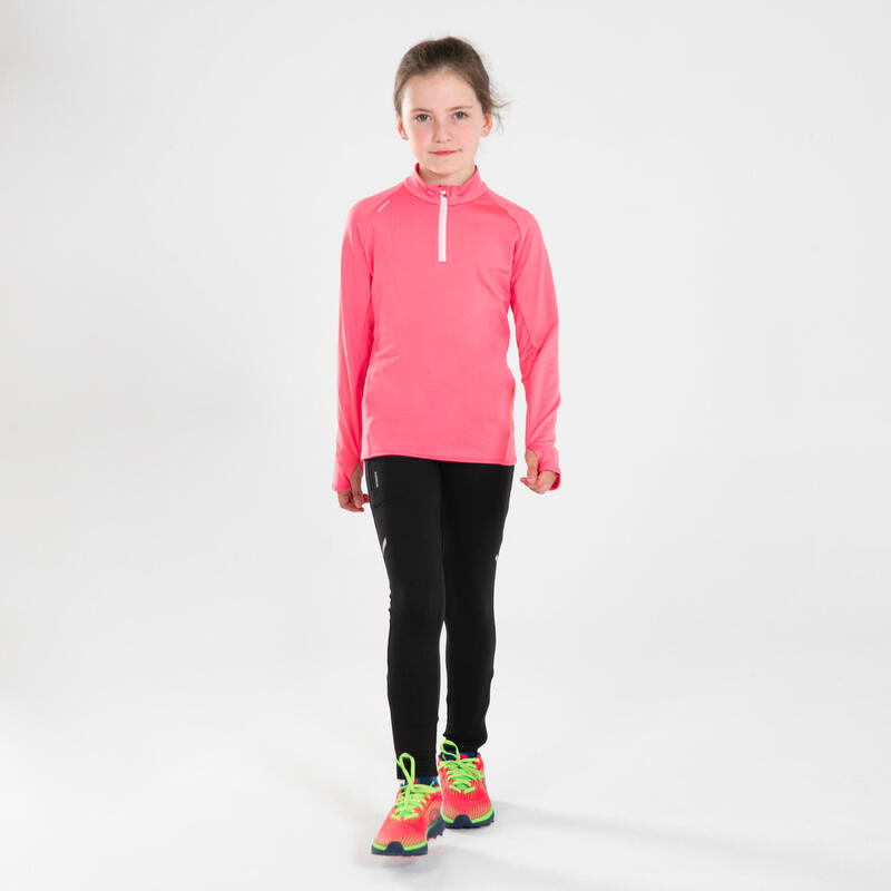 Koszulka do biegania z długim rękawem dziecięca Kiprun Warm+ ocieplana