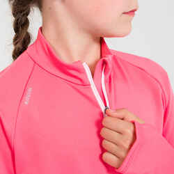 Παιδικό μακρυμάνικο μπλουζάκι KIPRUN WARM Warm+ με 1/2 φερμουάρ - Ροζ