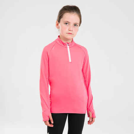 Kids' KIPRUN WARM Warm+ 1/2 zip long-sleeved jersey - Pink