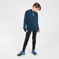 Kids' KIPRUN WARM 100 1/2 zip long-sleeved running T-shirt - Navy