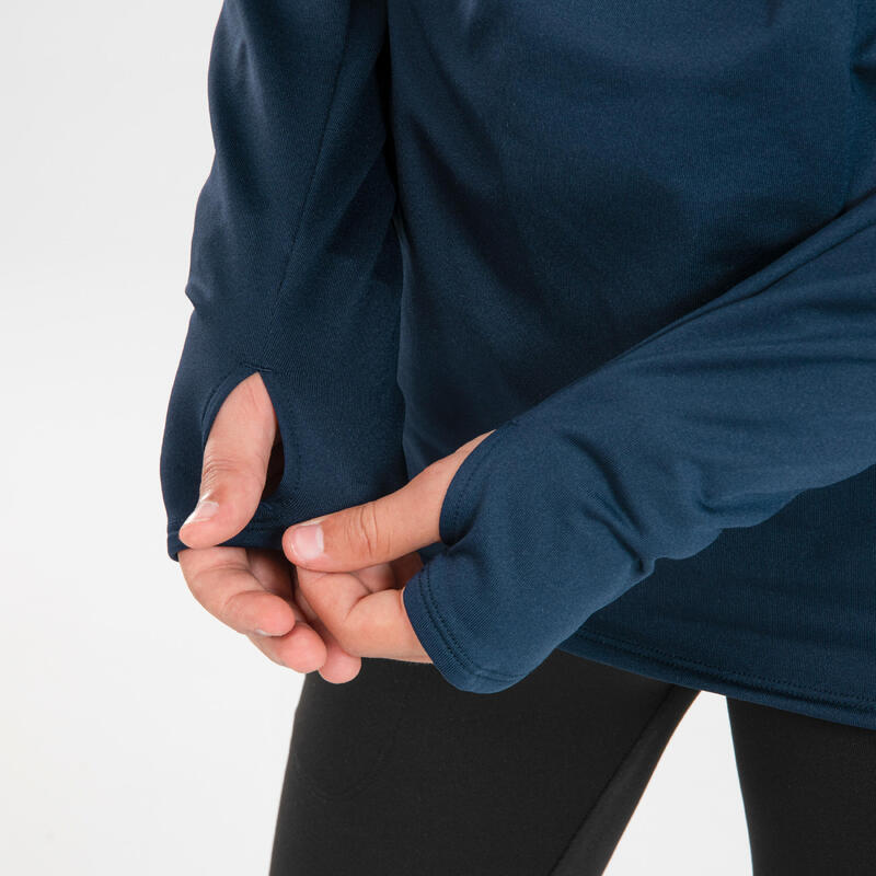 Bluză Călduroasă Kiprun 100 Iarnă, cu fermoar scurt Alergare Warm  Copii