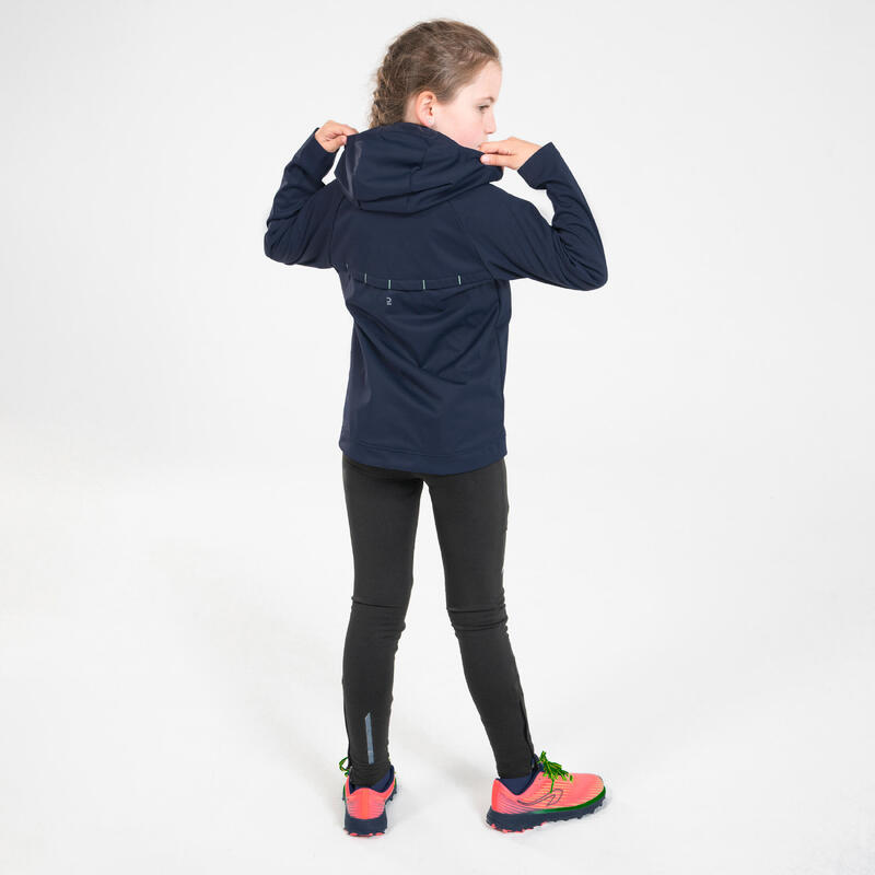 Warme en waterdichte jas voor hardlopen kinderen marineblauw groen
