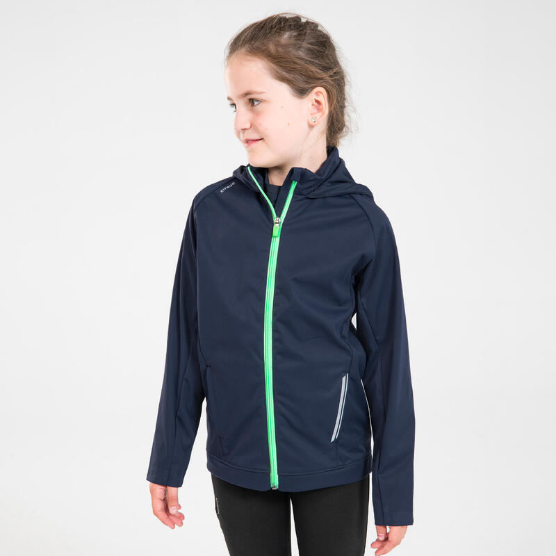 Momentum Huisje Geld rubber Warme en waterdichte jas voor hardlopen kinderen marineblauw groen | KIPRUN  | Decathlon.nl
