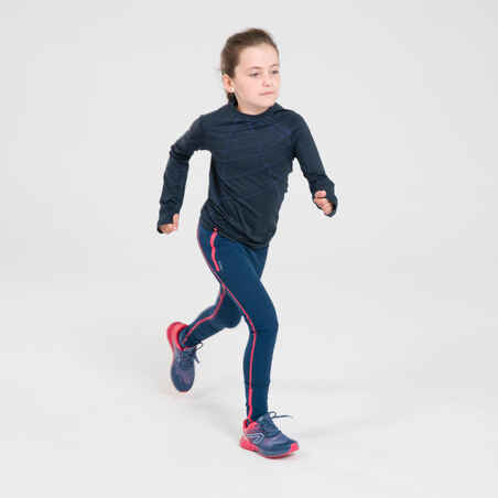 Children's Running Breathable Long-Sleeved T-Shirt Kiprun Skincare Navy