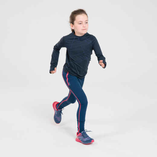CHILDREN'S BREATHABLE RUNNING TIGHTS - KIPRUN DRY NAVY BLUE - Usearch