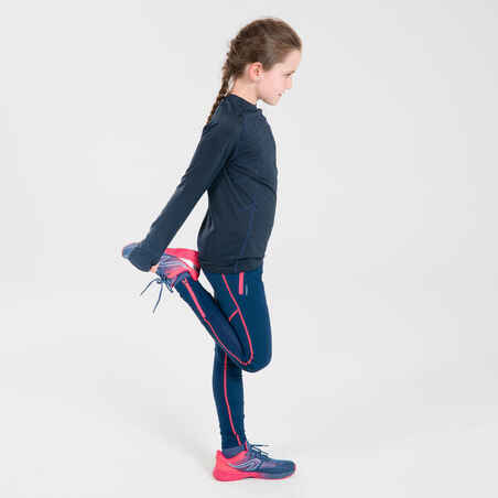 Children's Running Breathable Long-Sleeved T-Shirt Kiprun Skincare Navy