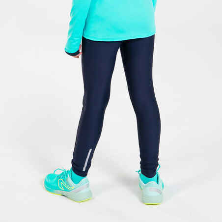 BREATHABLE KIDS' RUNNING TIGHTS - KIPRUN DRY - NAVY BLUE