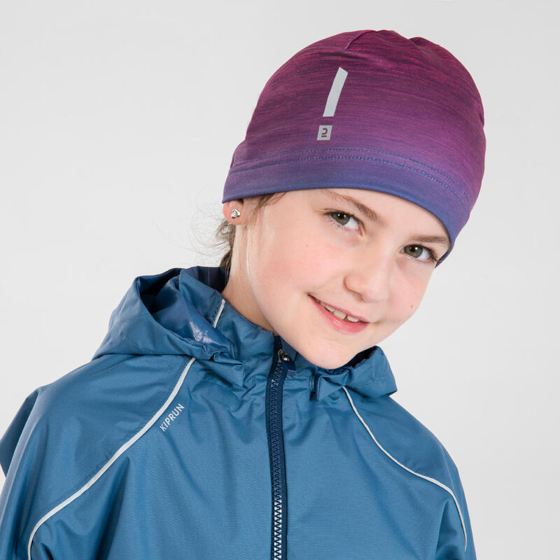 Cappellino idrorepellente running bambino KIPRUN blu-rosa
