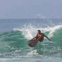 Boardshorts Surfen mittellang 900 Flat Belt Dude khaki